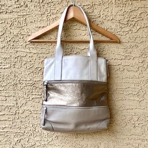 |Fossil | Leather White & Gold Shoulder Bag